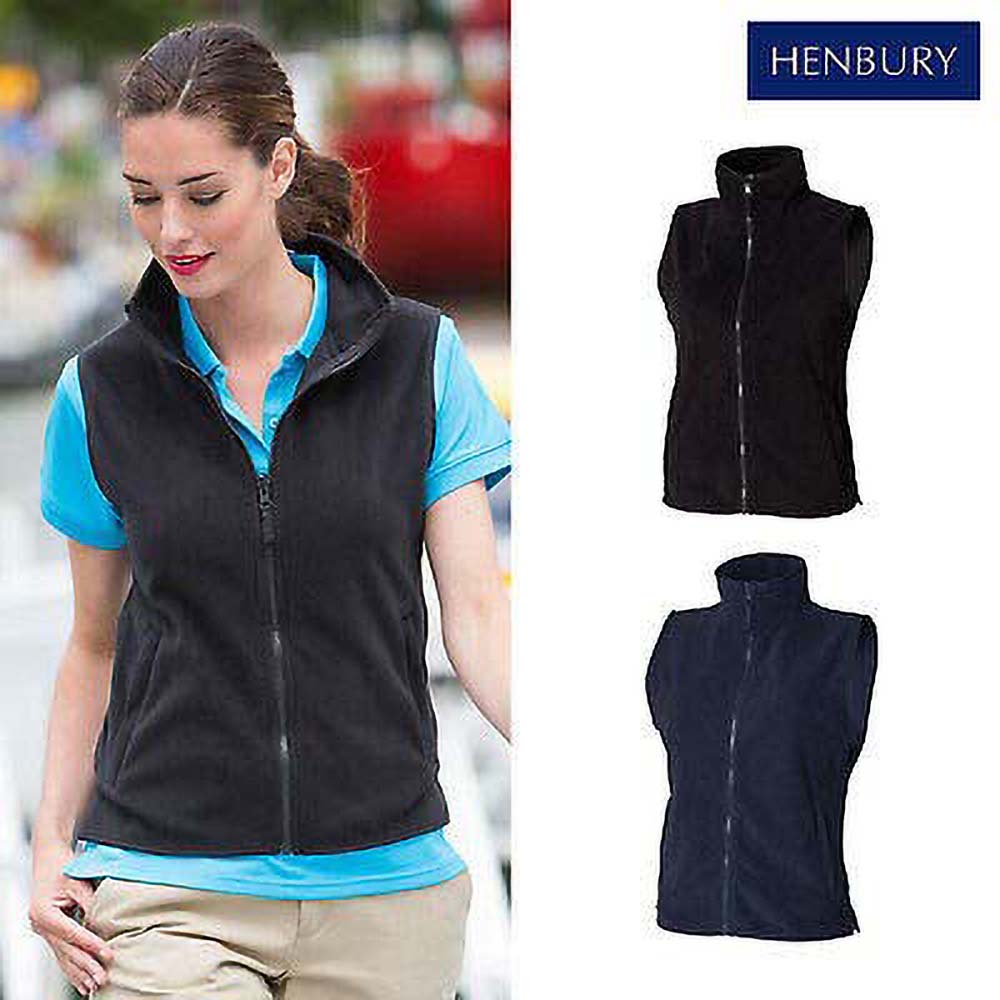 Henbury Womens/Ladies Microfleece Fleece Zip up Bodywarmer/Gilet/Vest