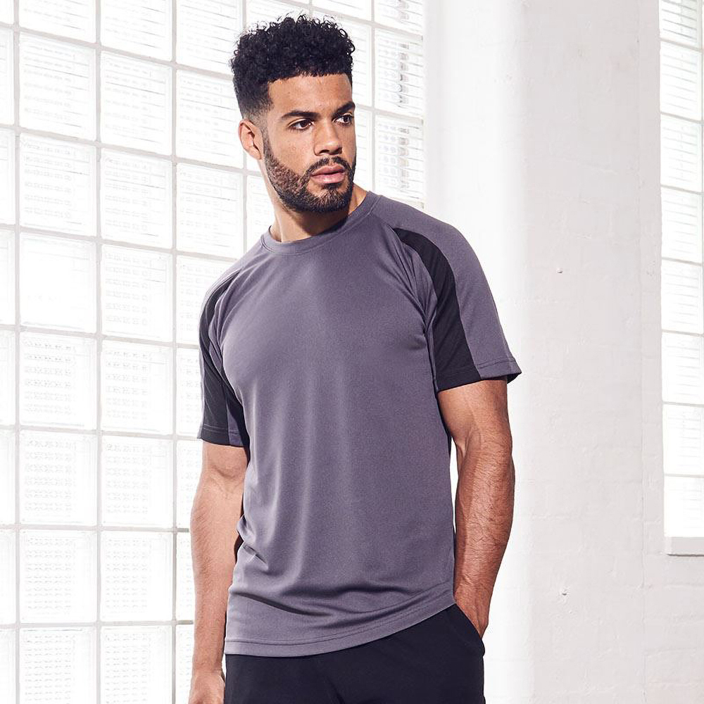 Just Cool Mens Contrast Sports Gym Plain T-Shirt 15 Colours Szs S-2XL RW685