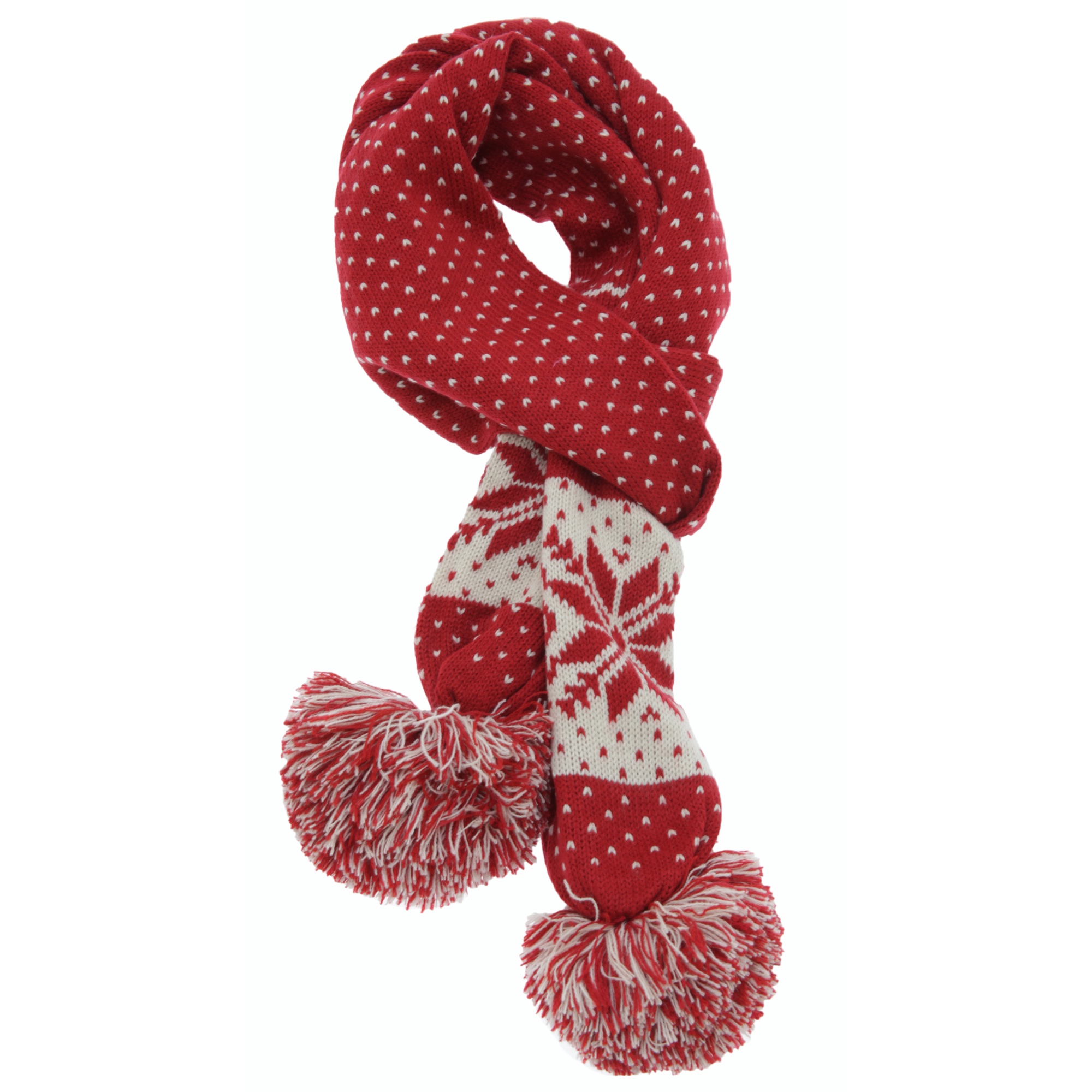 COUVER Girls Winter Scarf - Soft Acrylic Pom-Pom Scarf With Heart Design, 56" Long, Perfect For Kids & Teens