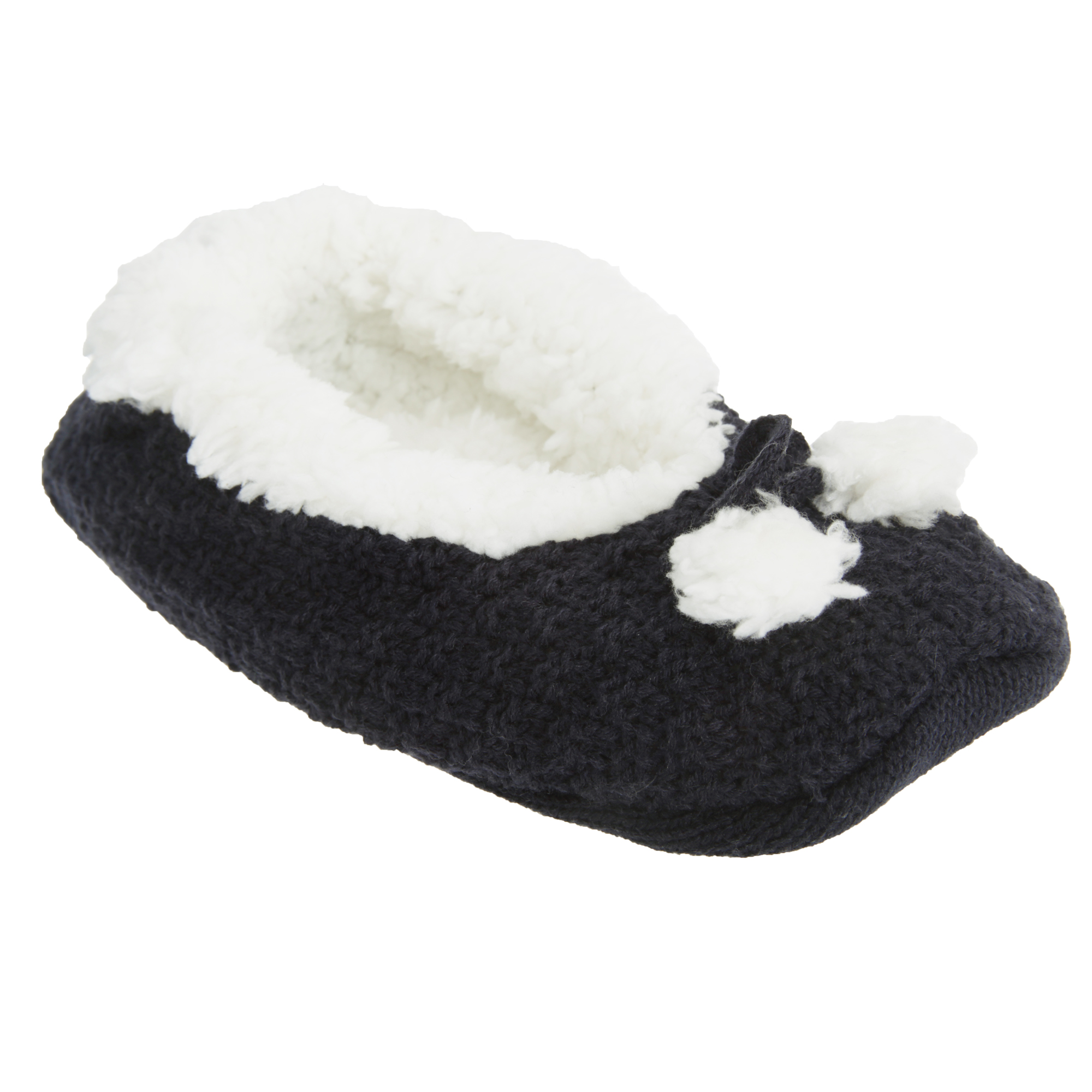 Womens/Ladies Fleece Lined Knitted Slipper Socks With Grip eBay