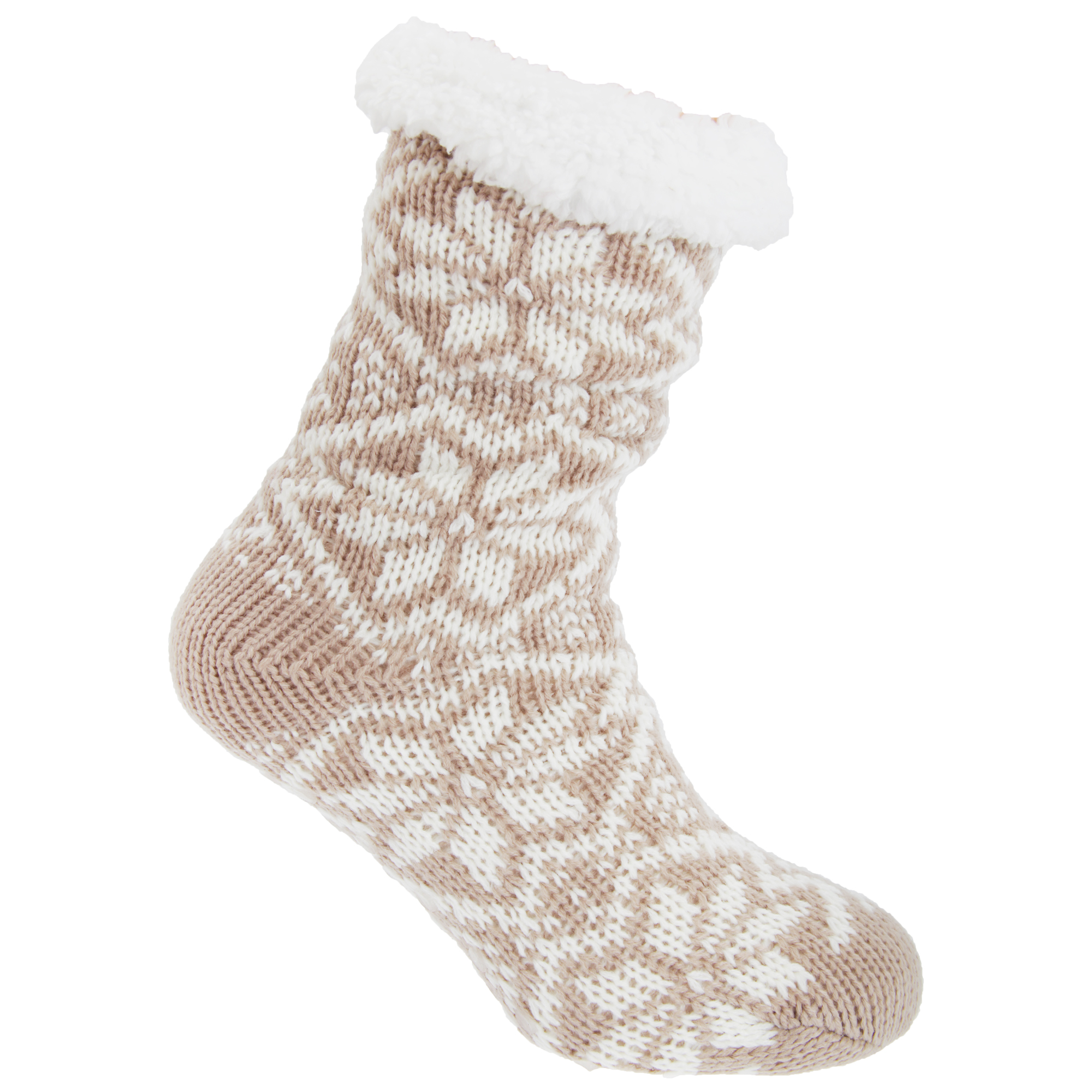 Cozees Womens/Ladies Chunky Knit Long Lounge Slipper Socks With Grip