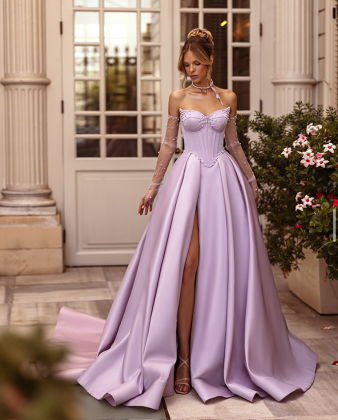 LILAC PEARLY SATIN GOWN