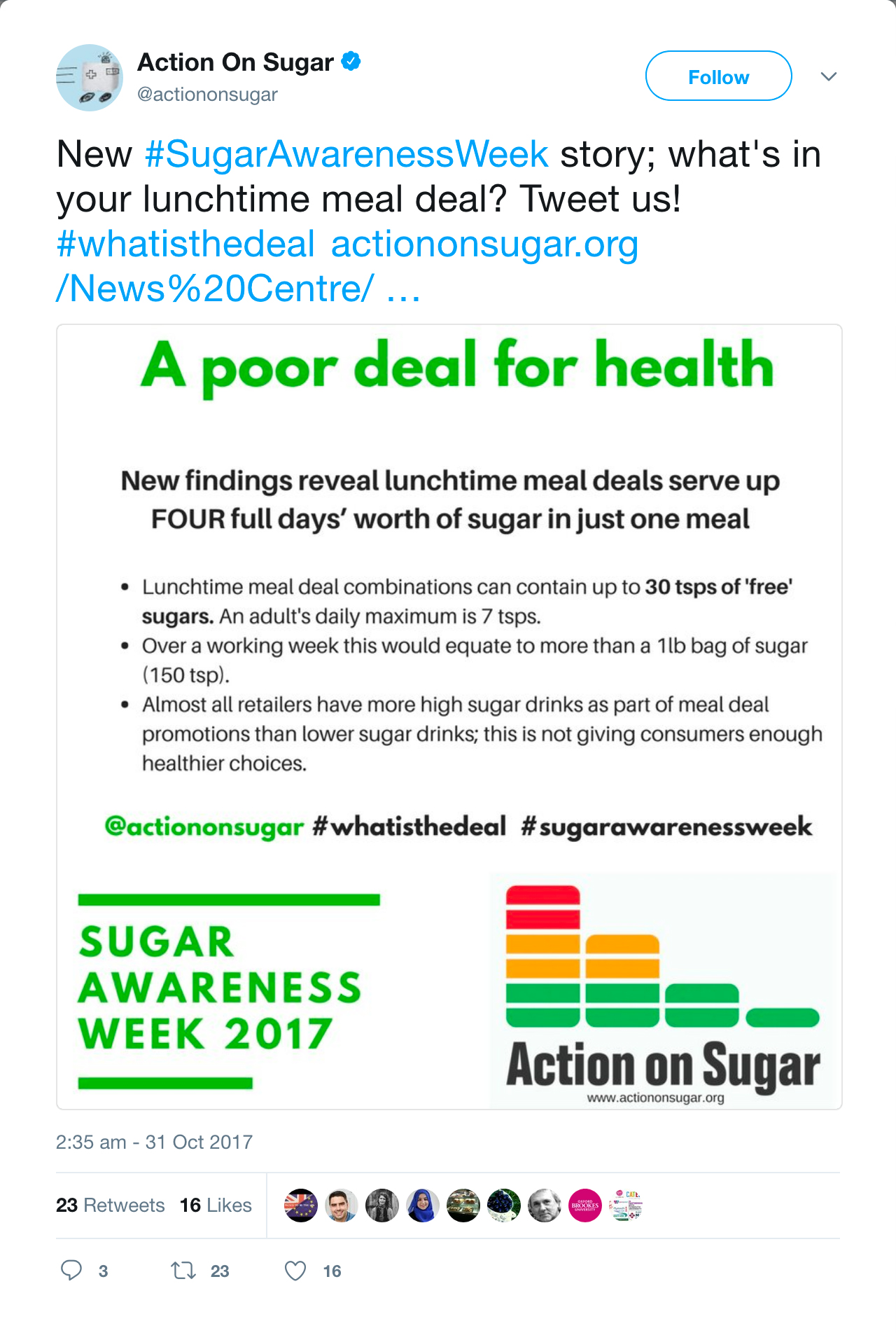 Action on Sugar Tweet