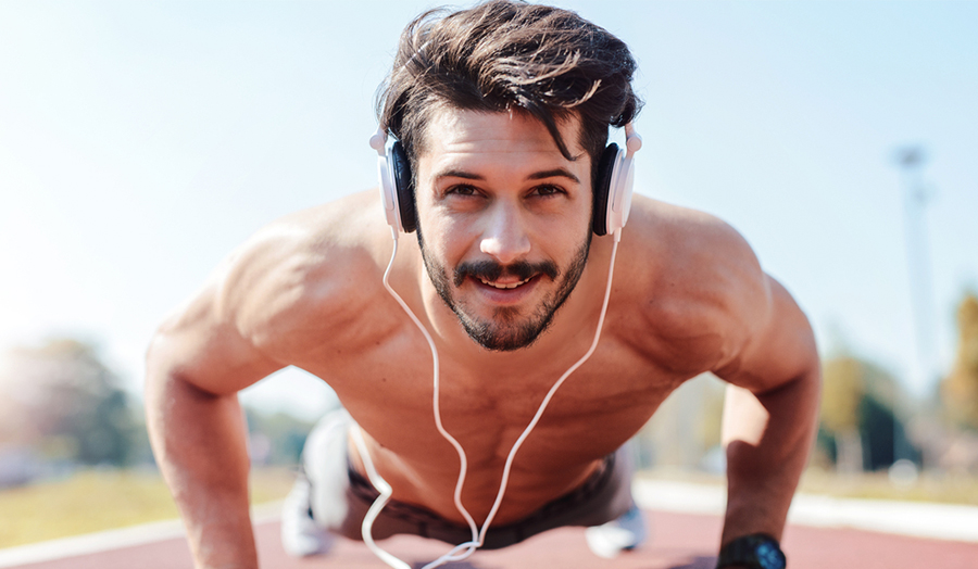 man listening music