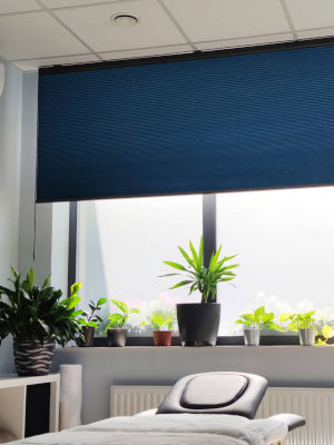 Rolety plisowane na dużym przeszkleniu