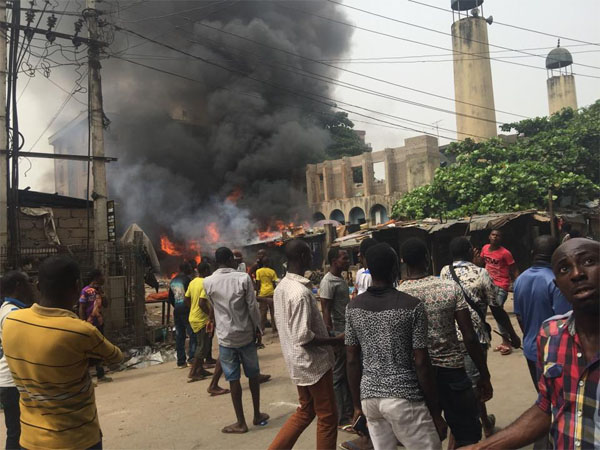 Fire Guts Shops at Sabon Gari Market In Kano
