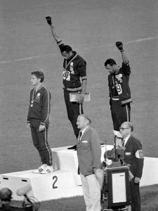Tommie Smith and John Carlos make the Black Power salute at the 1968 Mexico City Olympics