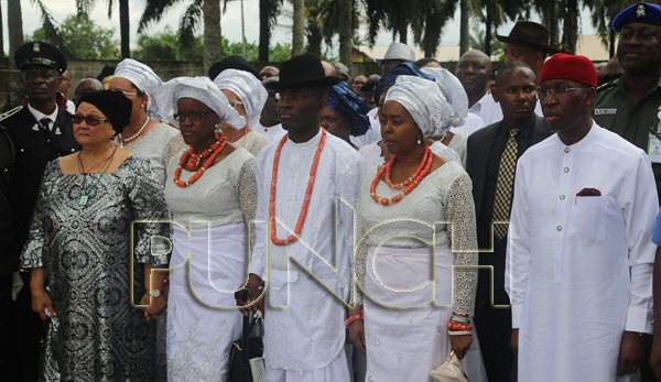 Late Felix Ibru's Children with Governor Ifeanyi Okowa of Delta State during the funeral rites at Agbarho-Otor, Delta State copy