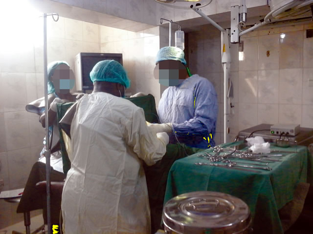 During the bloodless mastectomy, blood
