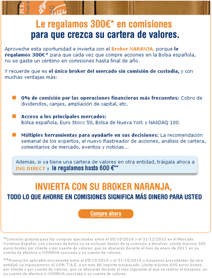 Promoción personalizada broker naranja