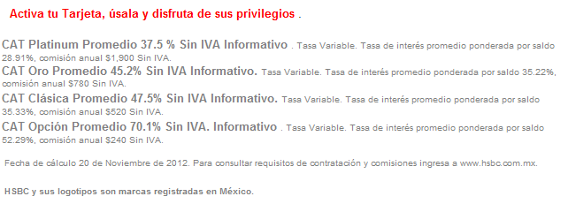 Tarjetas de Crédito HSBC 