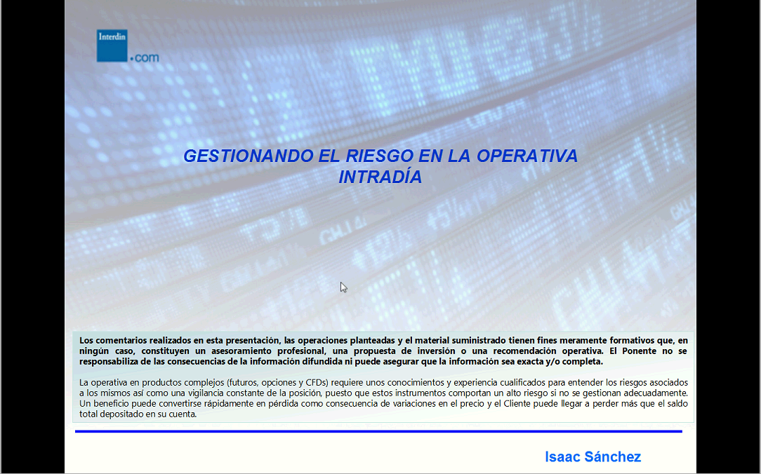 Gestión del riesgo, webinar Isaac Sánchez