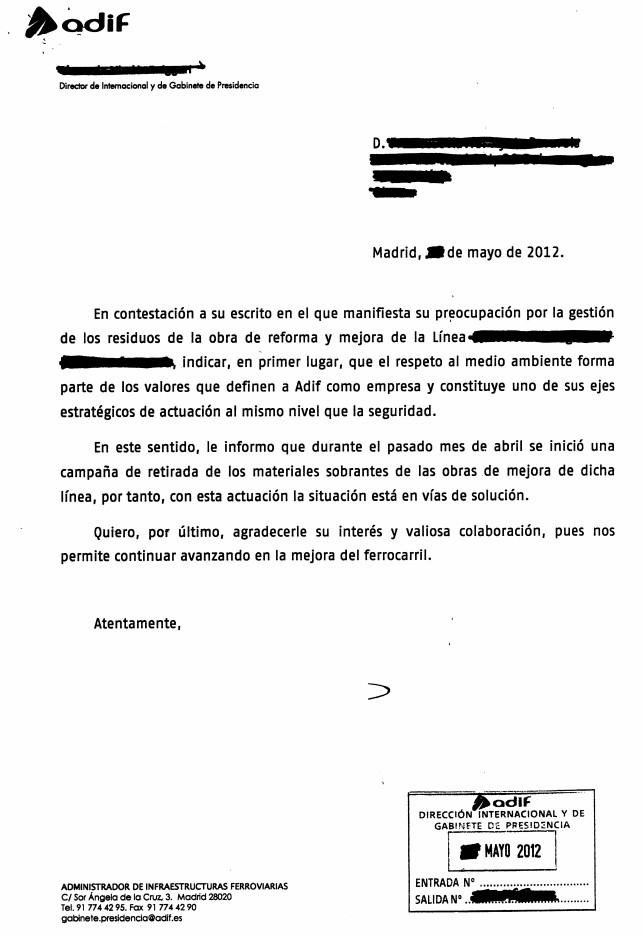 Respuesta Adif