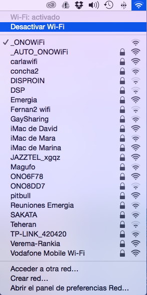 Redes disponibles usar movil como router Mac