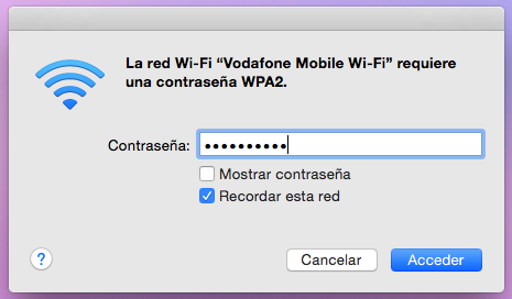 contraseña usar movil como router MAC
