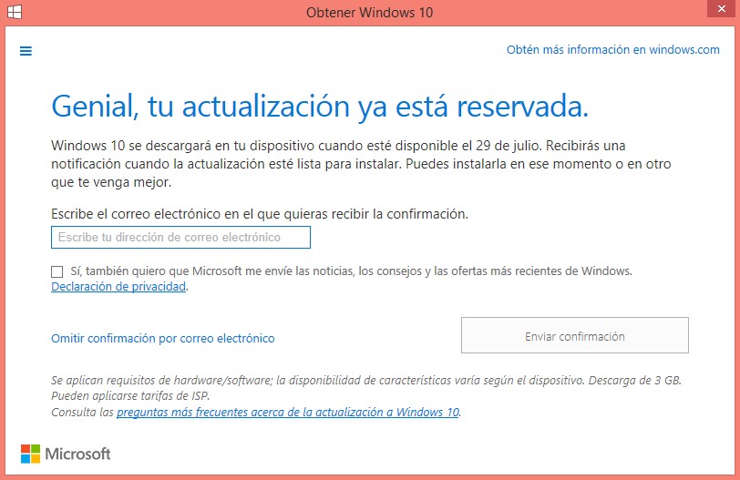 Correo electrónico windows 10