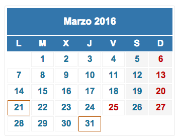 calendario fiscal marzo 2016