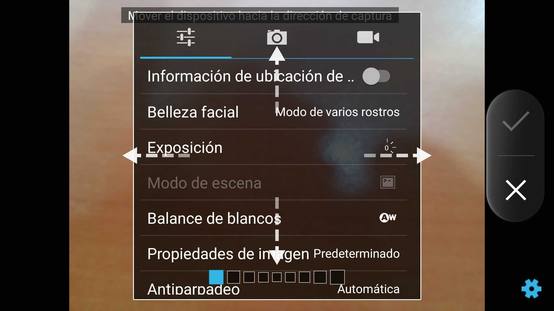 Ajustes cámara umi touch