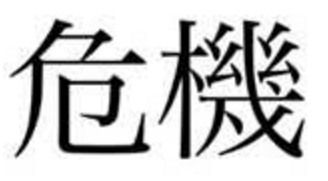 Caracteres del concepto crisis en japonés: peligro y oportunidad