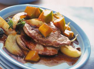 Fettine di maiale con pere e zucca