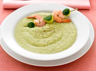 Vellutata di zucchine e gamberi