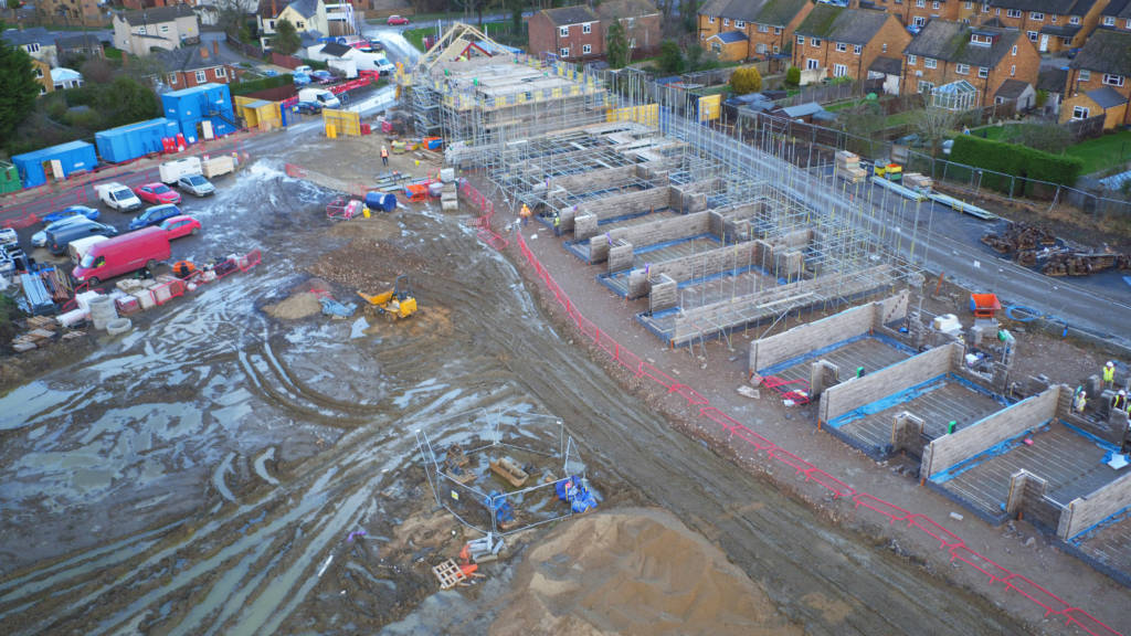 Aerial view of Golden Mede construction site