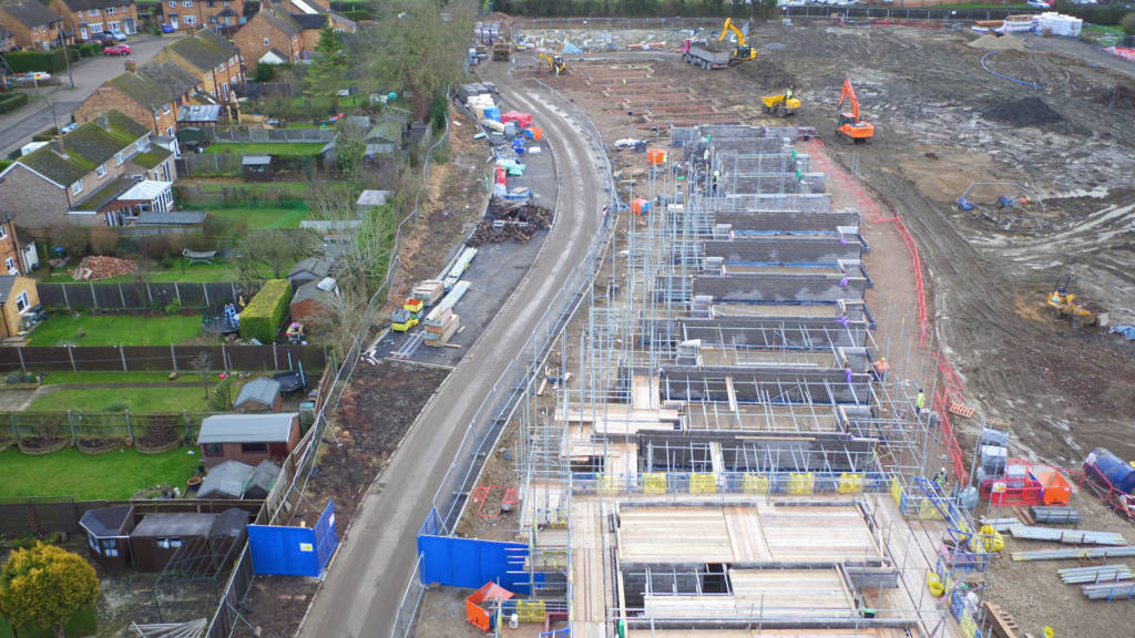 Aerial photograph of Golden Mede construction site