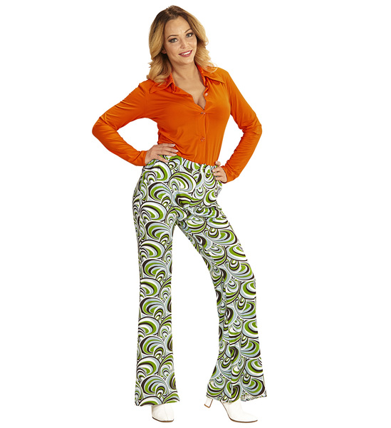 Donna Groovy Anni/'70 Lady Pants-Onde Costume 60s 70s Hippy Mod Travestimento