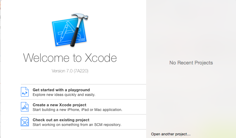 Lancement de Xcode