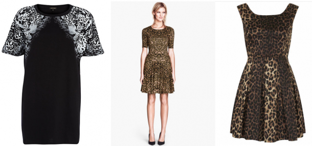 Animal Print: River Island Leopard Print Oversized T-Shirt Dress €25, H&M Patterned Dress €29.95, Topshop Leopard Print Dress By Wyldr €25