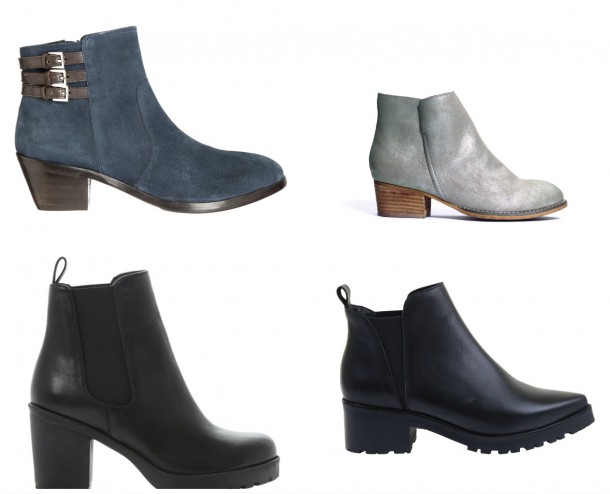From top left: Grey Buckle Boot, €97.50, John Rocha at Debenhams; Grey Boots, €48, Next; Black Low Heel boot, €111, Office; Black High Heel boot, €135, Dune.