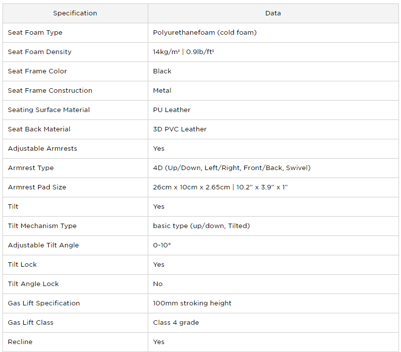 CORSAIR T1 RACE Gaming Chair specifications01.png