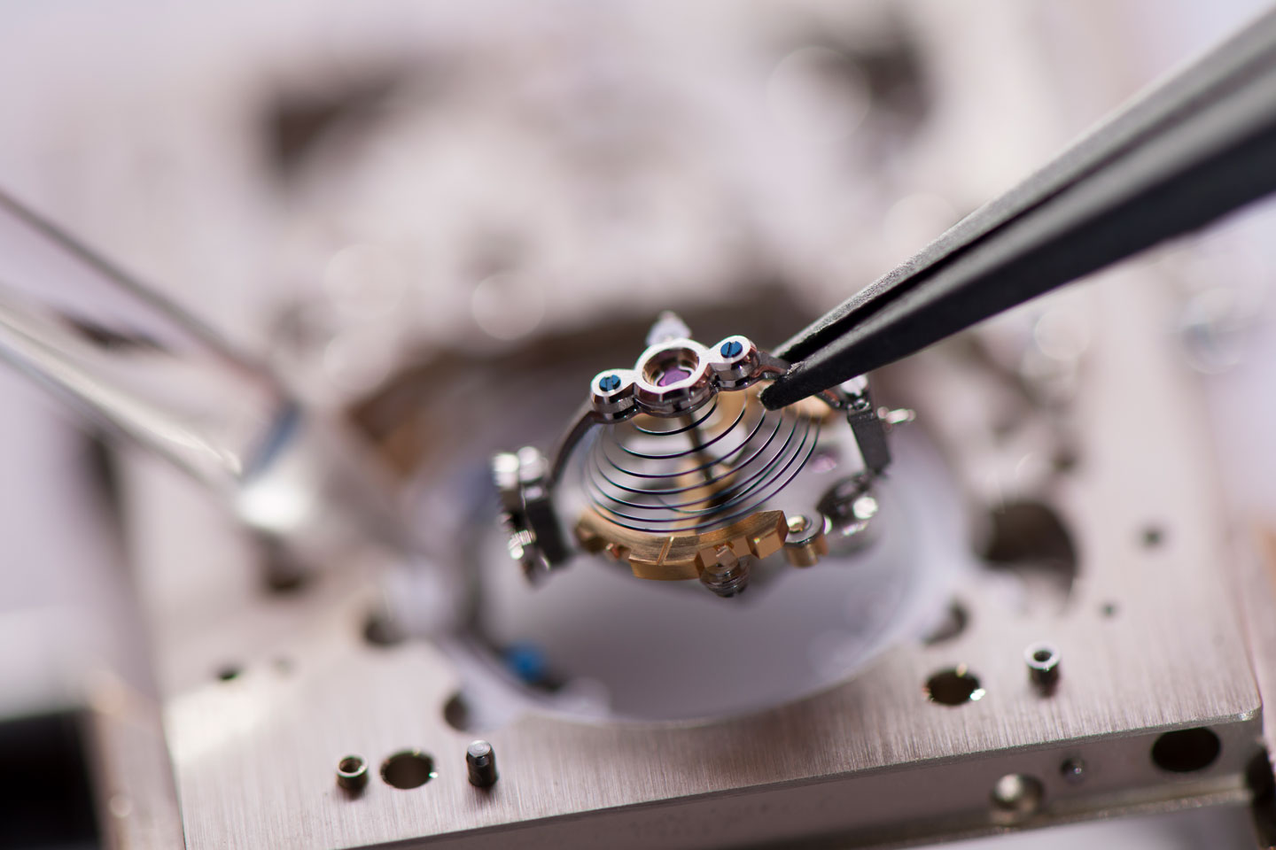 Gyrotourbillonen monteres i en Reverso Tribute Gyrotourbillon.