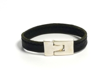 Bracelet cuir surpiqué fermoir plat