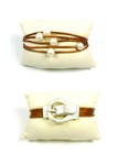 Cuir ceinture et perles de culture 7-8mm
