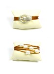 Cuir ceinture et perles de culture 9-10mm