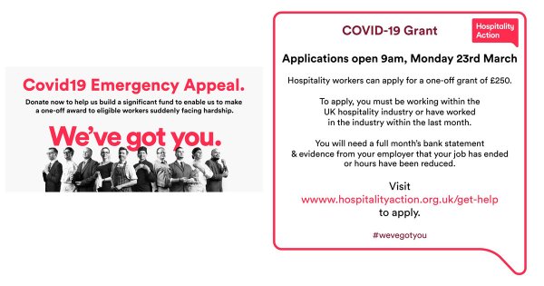Hospitality Action's Covid19 Hospitality Fund hits £230k