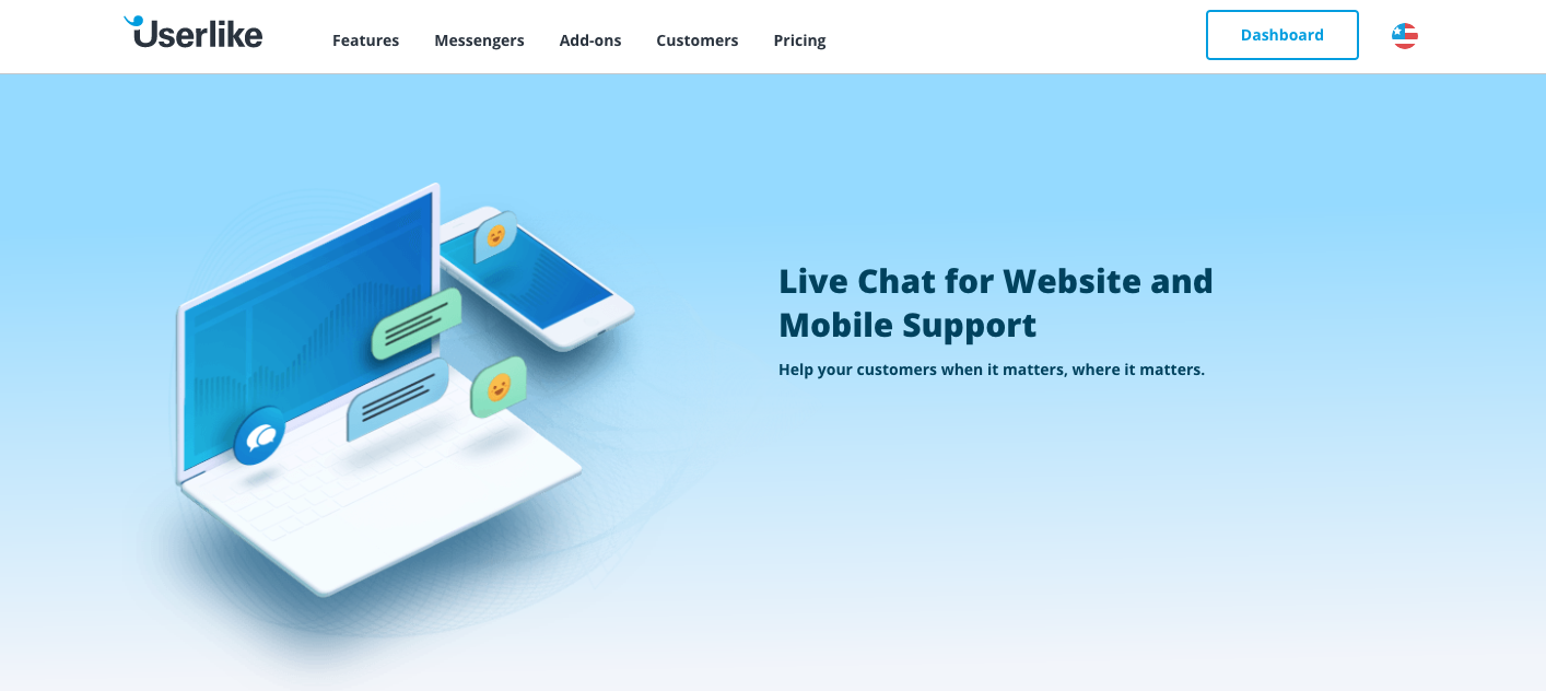 Screenshot of the new homepage showing a computer and a mobile phone.
