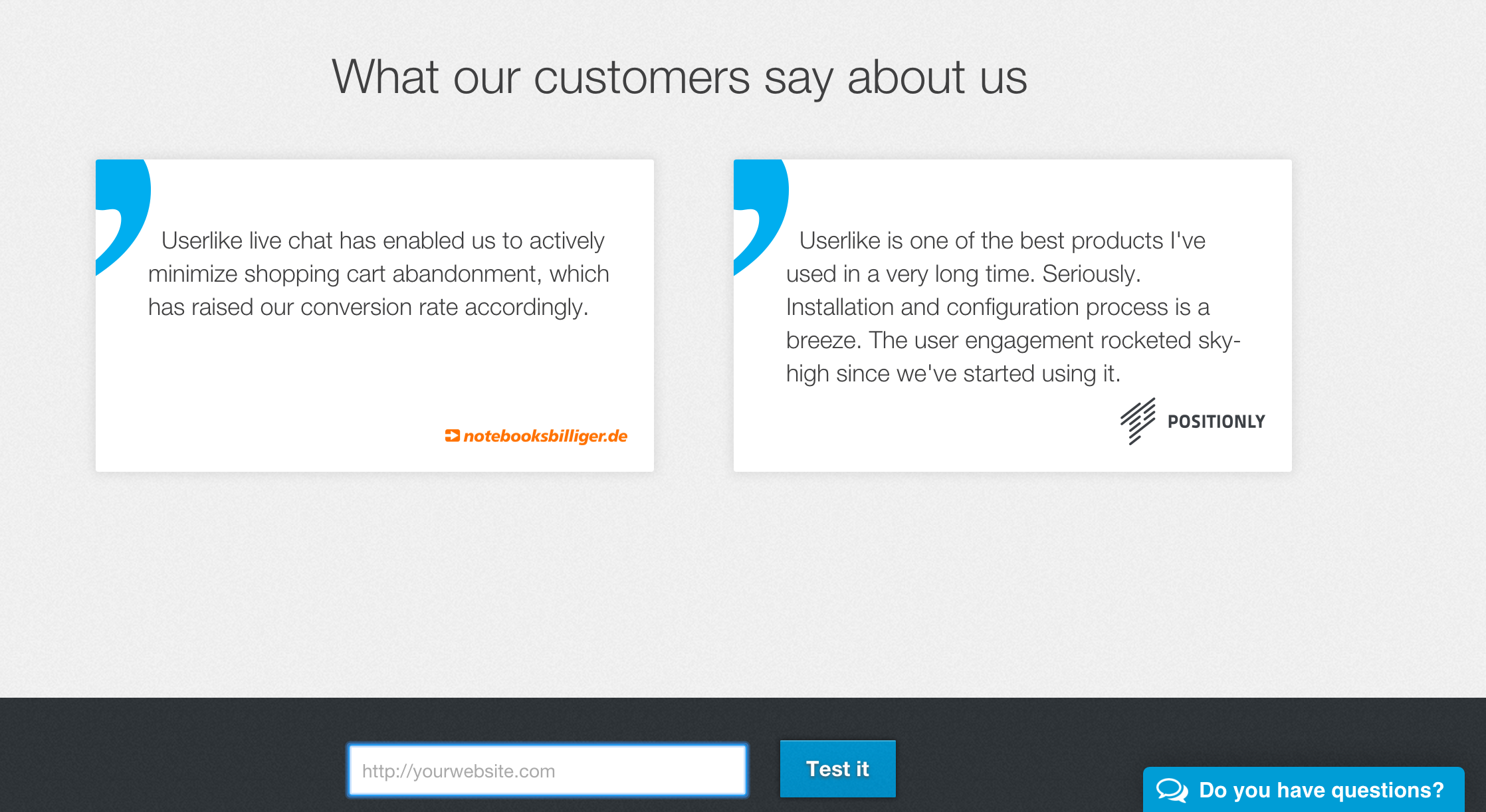userlike screenshot what our customers say about us