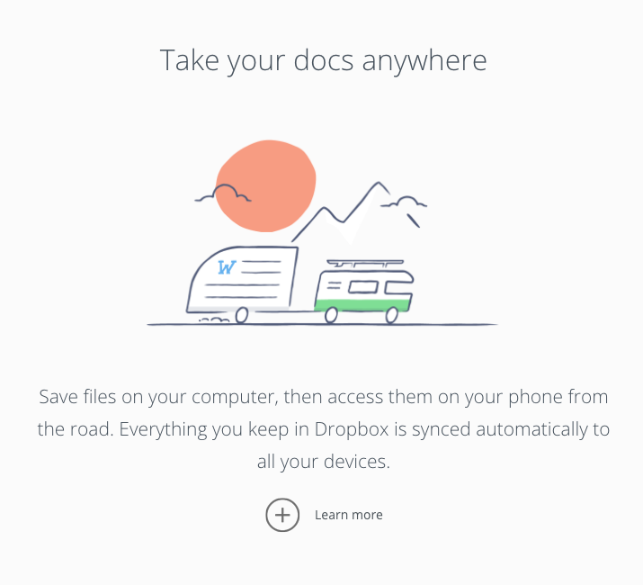 Screenshot Dropbox-Website
