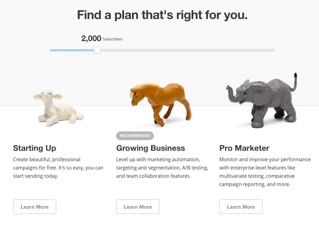 Mailchimps personalisierte und flexible Produktseite