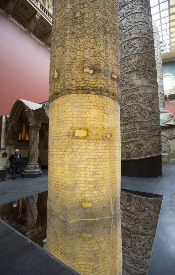 Art installation made of conservation latex that has been used to ‘clean’ the hollow inside of the cast of Trajan’s Column.