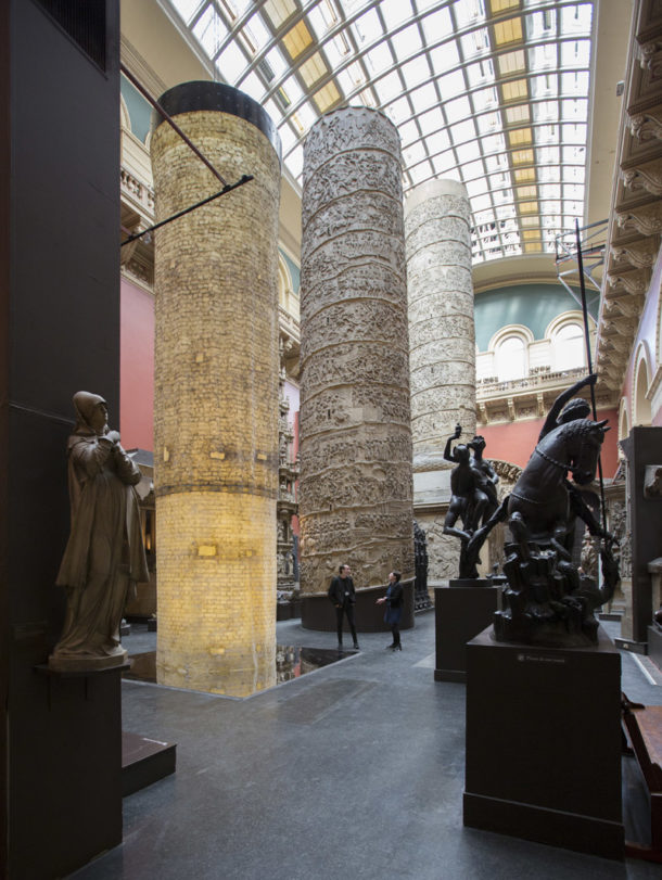Art installation made of conservation latex that has been used to ‘clean’ the hollow inside of the cast of Trajan’s Column.