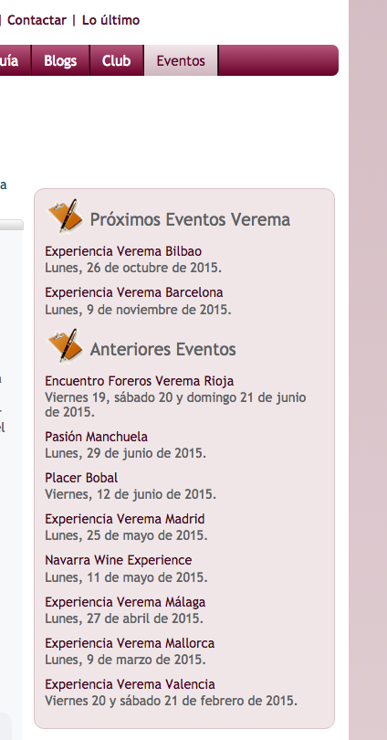 Próximos eventos Verema