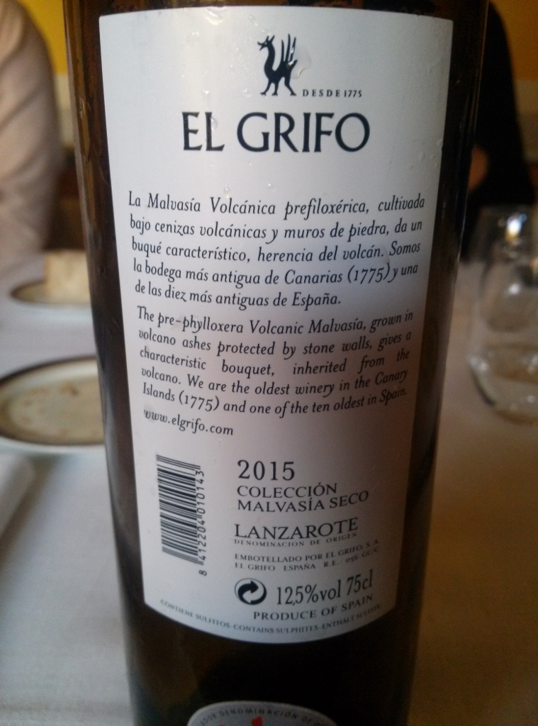 Malvasía de Lanzarote (comida post-Experiencia Verema en Tavella)