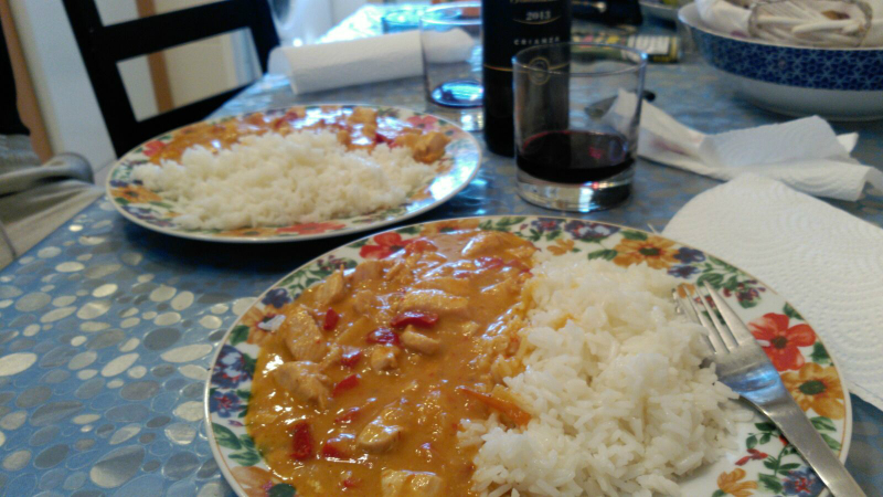 Curry tailandés con arroz Thai