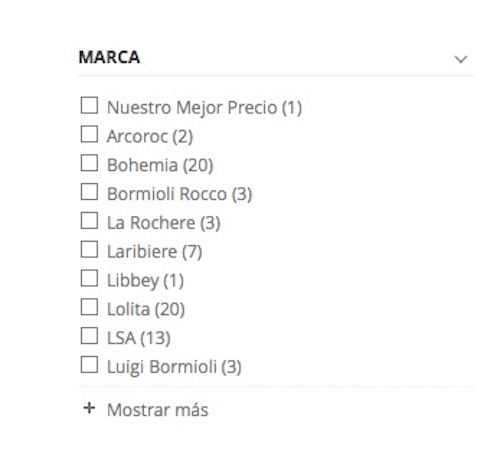 marcas de copas en Corte Inglés