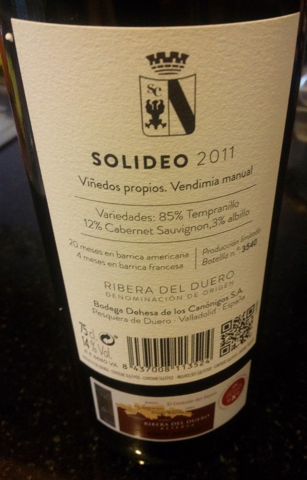 Contraetiqueta con las variedades utlizadas