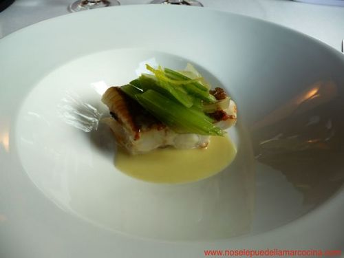Mugaritz en Errenteria / Rentería Lomo de lenguado, bajo una salazón de hojas de achicoria y concentrado de sus espinas