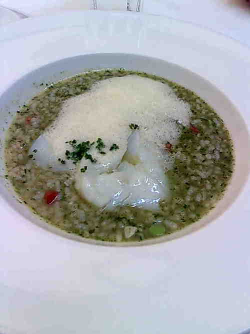 Restaurante Riff Arroz ligero verde con marzuelos y bacalao
